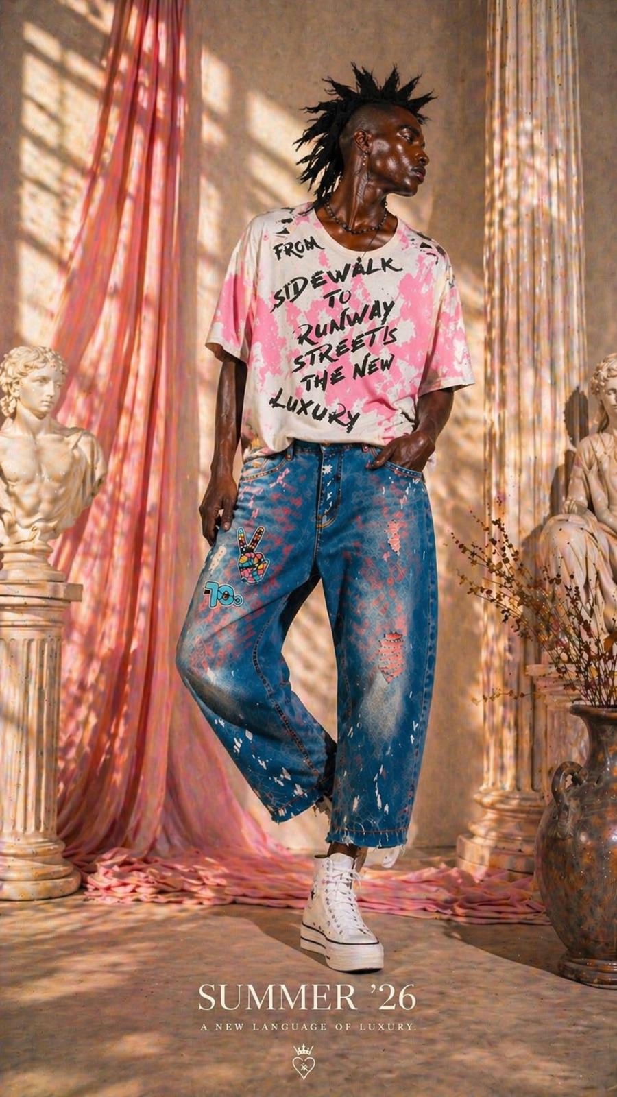 FROM SIDEWALK TEE-PINK CHAOS EDITION