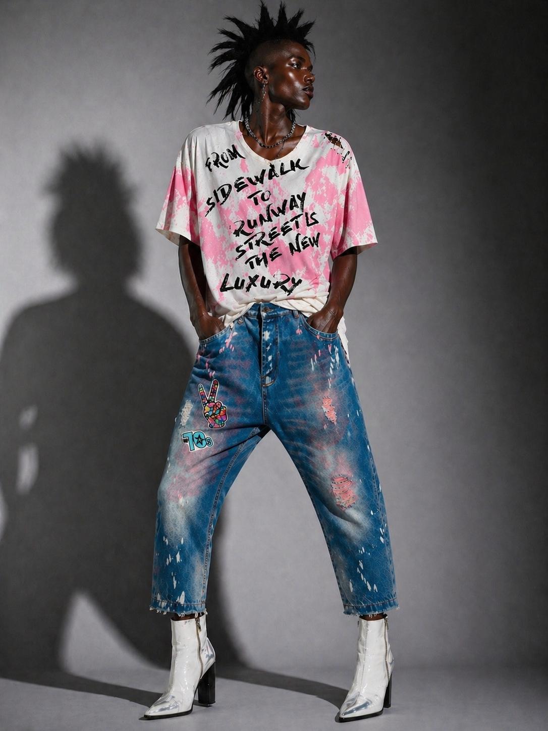 FROM SIDEWALK TEE-PINK CHAOS EDITION