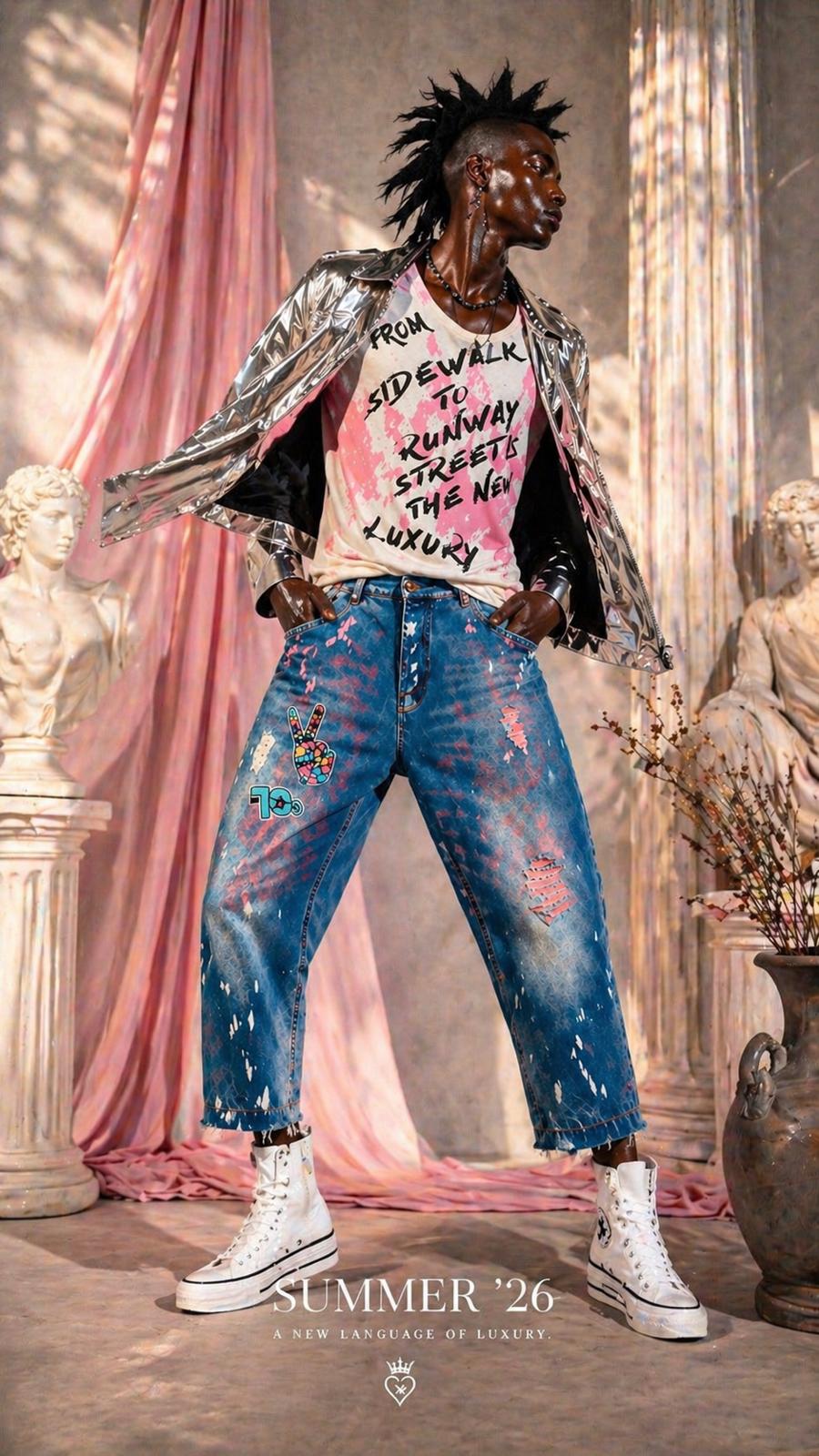 PEACE  70`S  DENIM -Pink  Water  Chaos  Edition