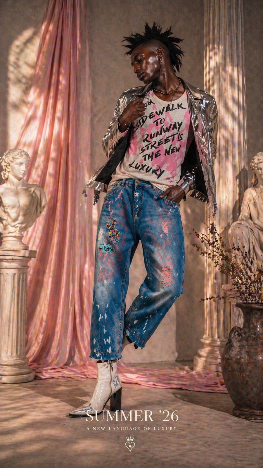 PEACE  70`S  DENIM -Pink  Water  Chaos  Edition
