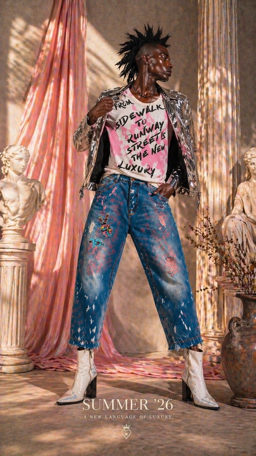 PEACE  70`S  DENIM -Pink  Water  Chaos  Edition