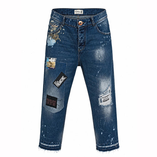 FREAKCHC REBELLION PATCH CROPPED DENIM