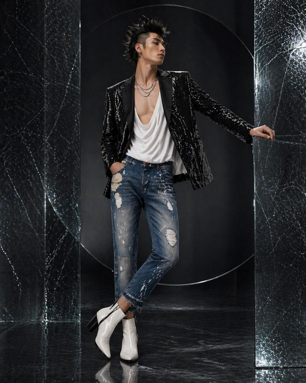 Freak Chic " Mykonos Reborn" Painted Distressd Denim.