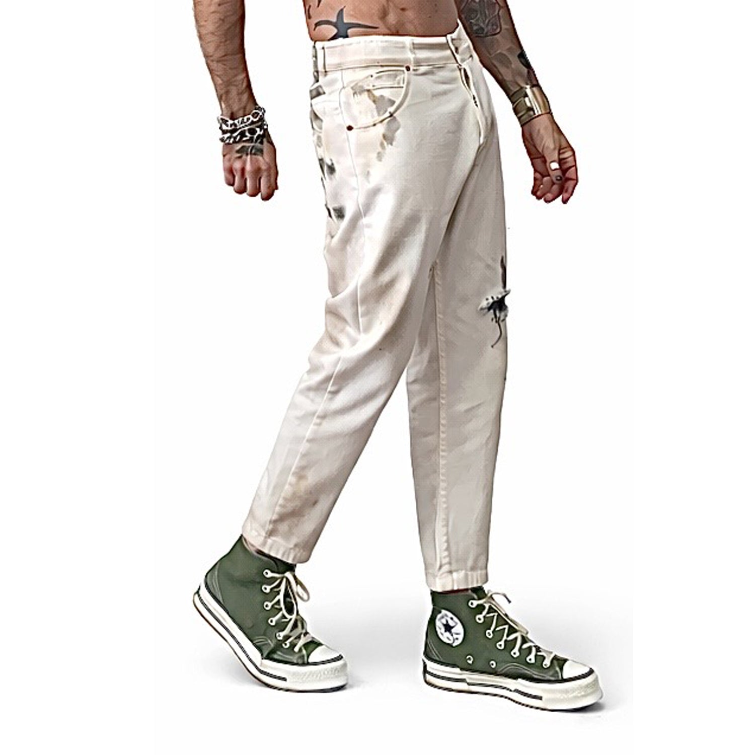 Freakchic Atelier Handprinted Cropped Pants