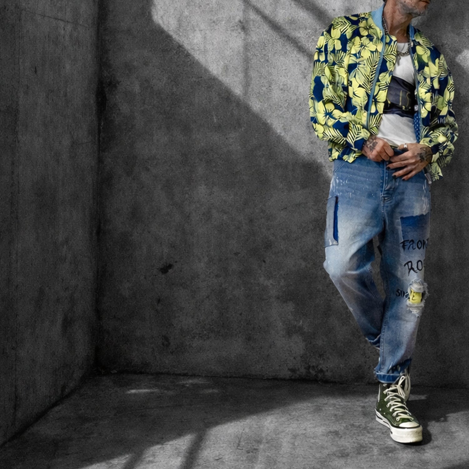 Freak Chic "Front Row" Bleached Cropped Denim