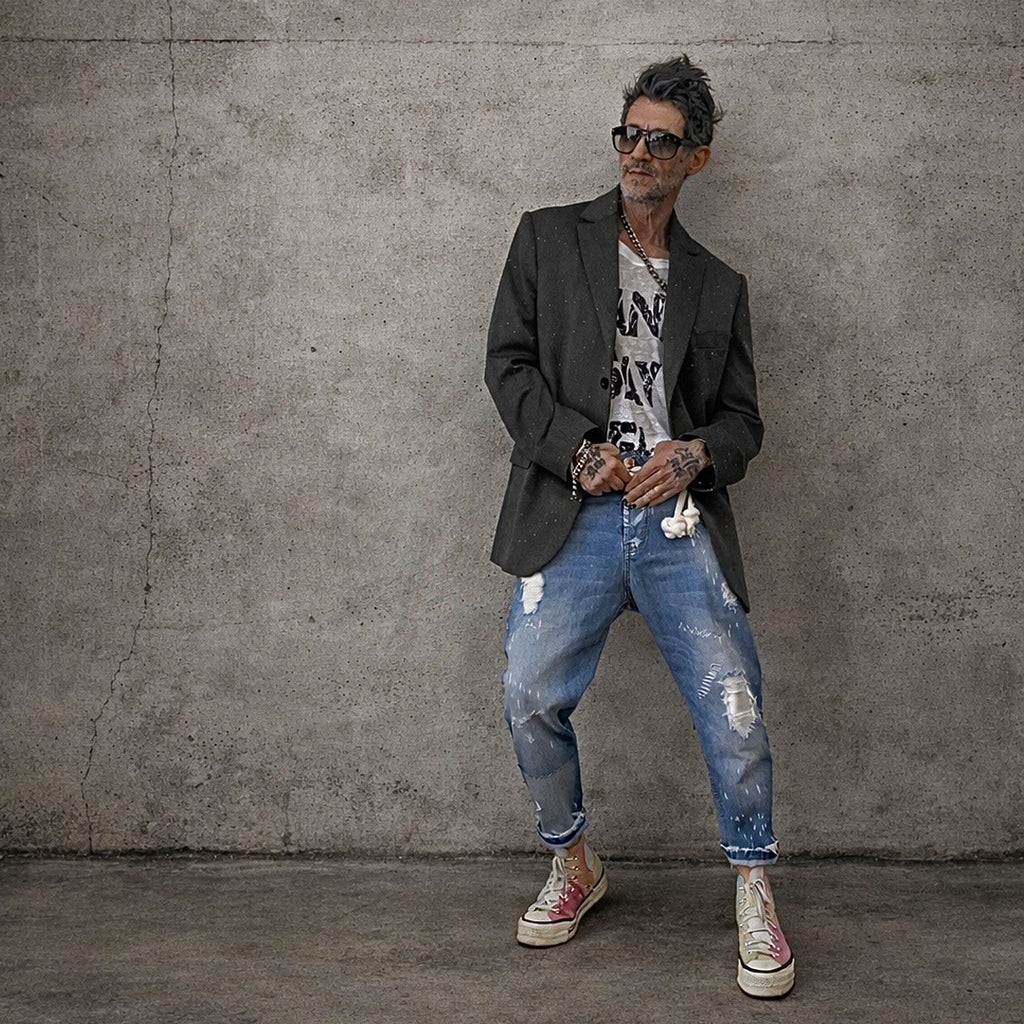 Freak Chic " Mykonos Reborn" Painted Distressd Denim.