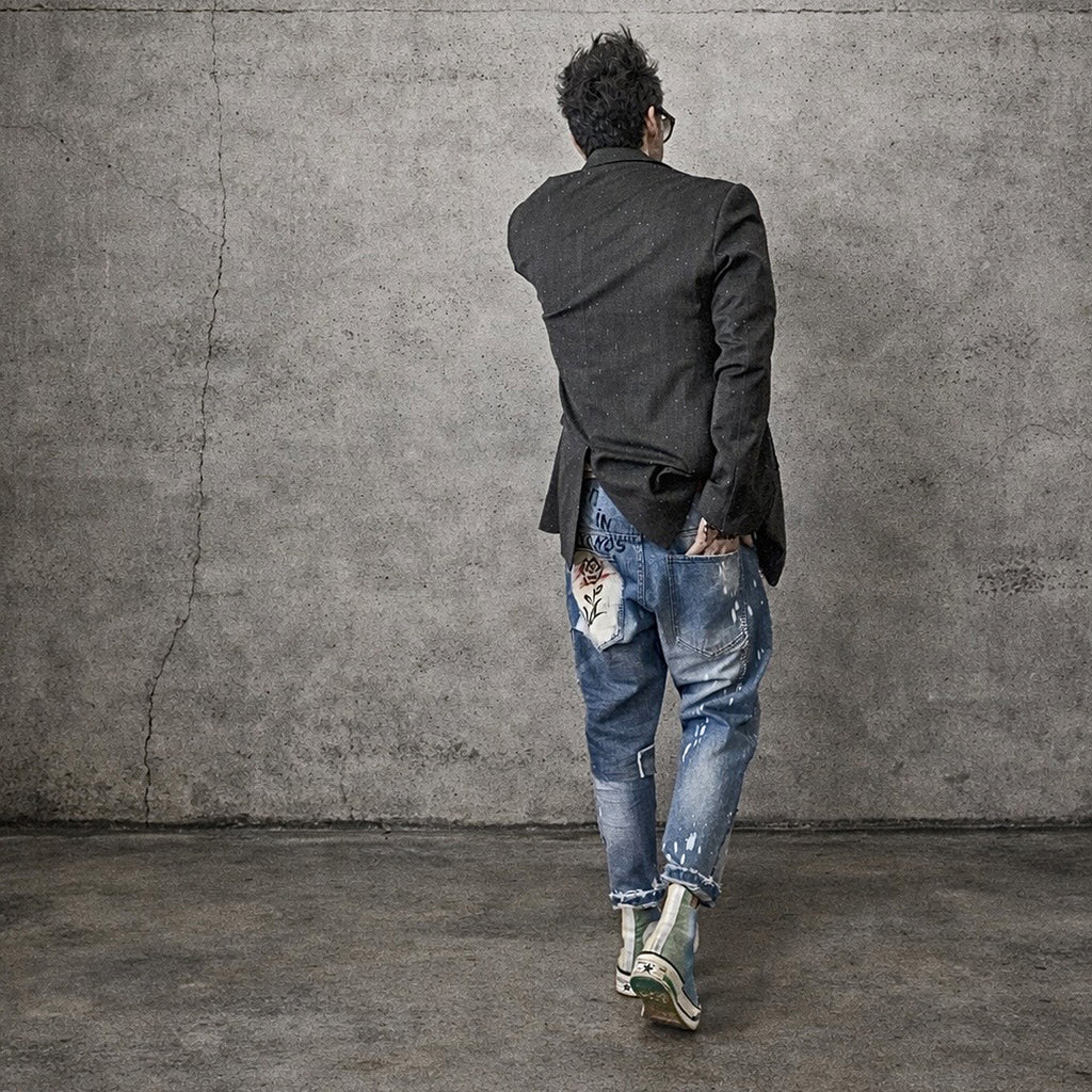 Freak Chic " Mykonos Reborn" Painted Distressd Denim.